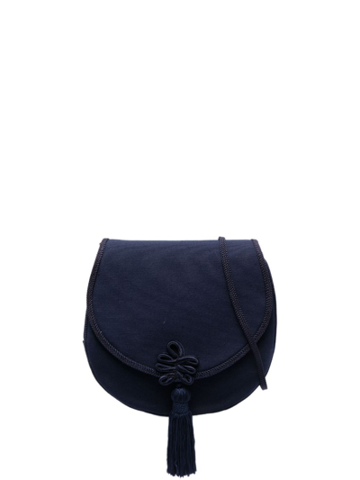 Pre-owned Saint Laurent 1970s Fringe-detailed Flap Crossbody Bag In Blue
