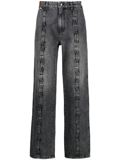 Andersson Bell Contrast-stitching Light-wash Jeans In Black