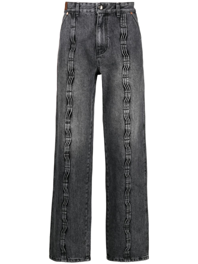 Andersson Bell Contrast-stitching Light-wash Jeans In Wasblk Washed Black