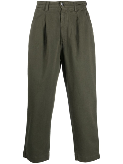 Société Anonyme Pleat-detail Cotton Tapered Jeans In Green