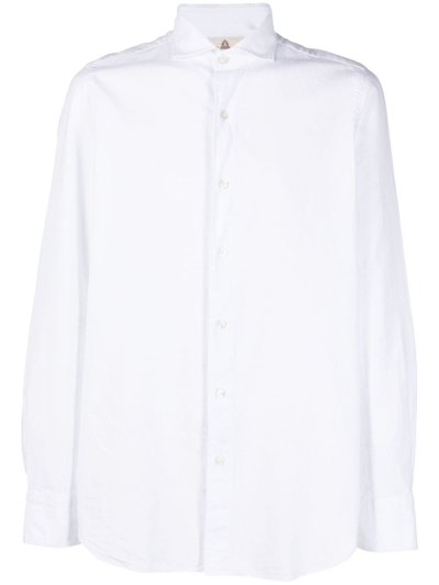 Finamore 1925 Napoli 翼尖领排扣衬衫 In White