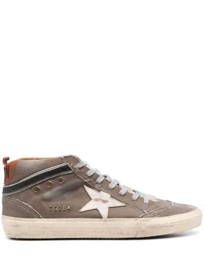 Golden Goose Mid Star Distressed-effect Sneakers In Brown