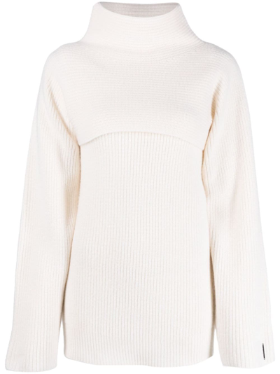 Calvin Klein Layered-design Wool Jumper In White