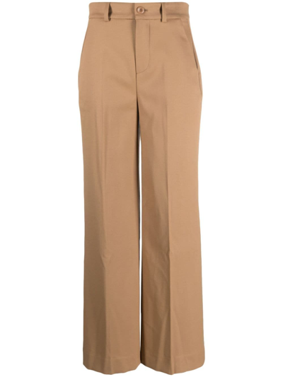 Kate Spade High-waisted Wide-leg Trousers In Brown