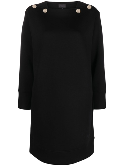 Emporio Armani Button-detail Square-neck Dress In Black