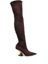 Casadei 100mm Thigh-high Suede Boots In Brown