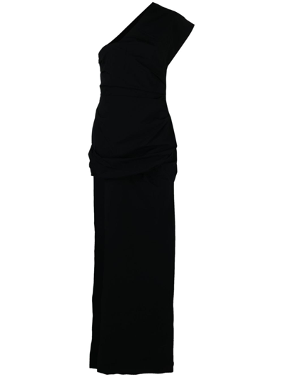Christopher Esber Gathered Asymmetric Silk Gown In Black