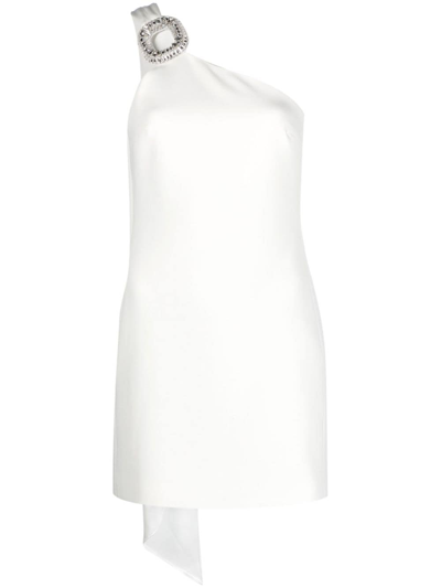 David Koma Crystal-buckle One-shoulder Minidress In White