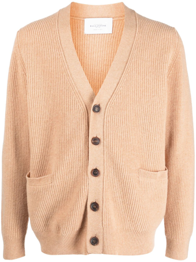 Ballantyne V-neck Wool Cardigan In Beige