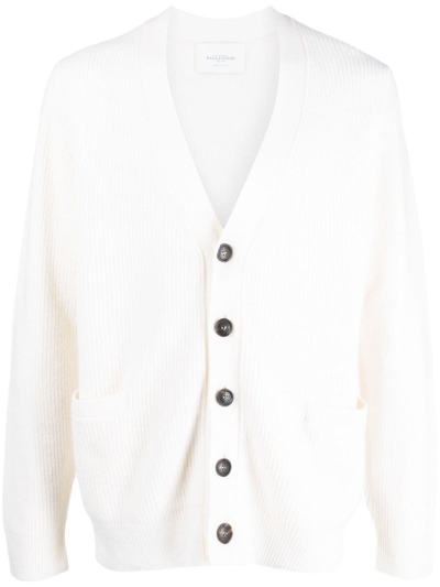 Ballantyne V-neck Wool Cardigan In White