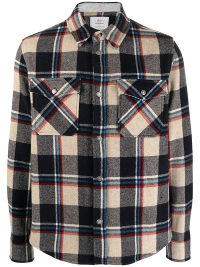 Woolrich Checked Long-sleeved Shirt In Neutrals