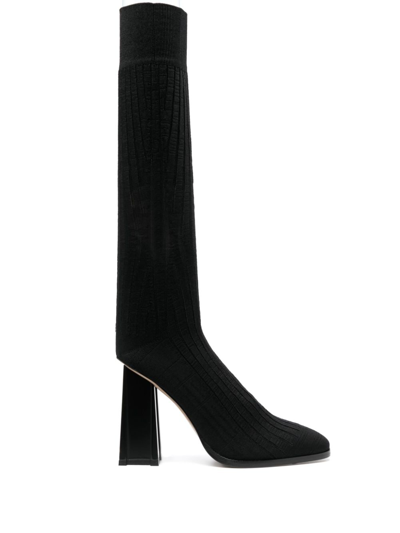 Missoni 115mm Sock-style Ribbed Boots In Black
