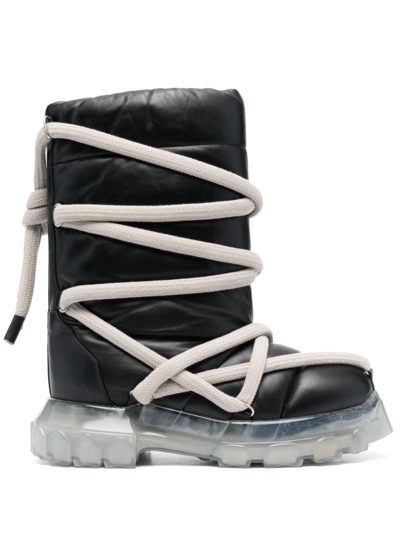Rick Owens Lunar Tractor Leather Boots In Black