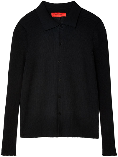 Eckhaus Latta Spread-collar Button-down Shirt In Black