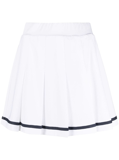 Varley Clarendon Striped Pleated Stretch-twill Mini Skirt In White