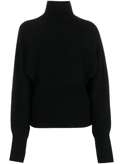 Calvin Klein Roll-neck Ribbed-knit Jumper In Black