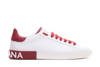 Dolce & Gabbana 'portofino' White And Red Low Top Sneakers With Logo Patch In White