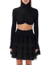 Alaïa Long Sleeved Knitted Cropped Cardigan In Black