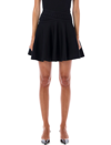 Alaïa Ribbed Flared Mid-rise Wool-blend Mini Skirt In Black