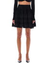 Alaïa Alaia Womens Gris Fonce Ribbed Flared Mid-rise Wool-blend Mini Skirt In Black