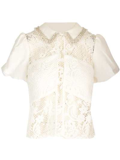 Self-portrait Lace Shirt In White