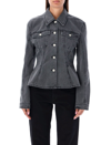 Magda Butrym Flared Cotton Denim Jacket In Black/grey