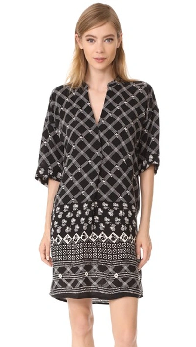 Whistles Luna Printed Cocoon Dress In Black/white