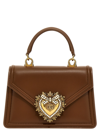 Dolce & Gabbana Heart Embellishment Small Leather Handbag In Brown