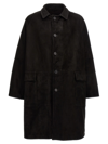 Salvatore Santoro Solid Color Suede Coat With Flap Pockets In Black