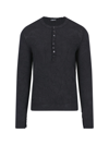 Dolce & Gabbana Grandad Neck Top In Virgin Wool In Black