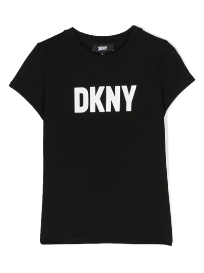 Dkny Kids' Logo-print Cotton T-shirt In Black