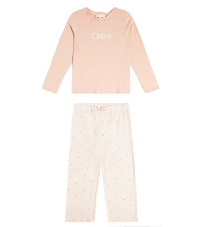 Chloé Kids' Cotton Pajamas In Pink