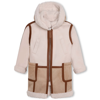Chloé Two-tone Zip-up Hooded Coat In Cream