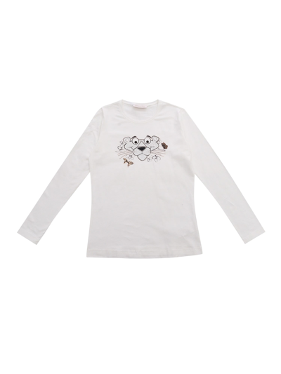 Monnalisa Kids' Pink Panther T-shirt In Cream