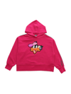 Monnalisa Kids' Daffy Duck Sequined Cotton Sweatshirt In Fuchsia