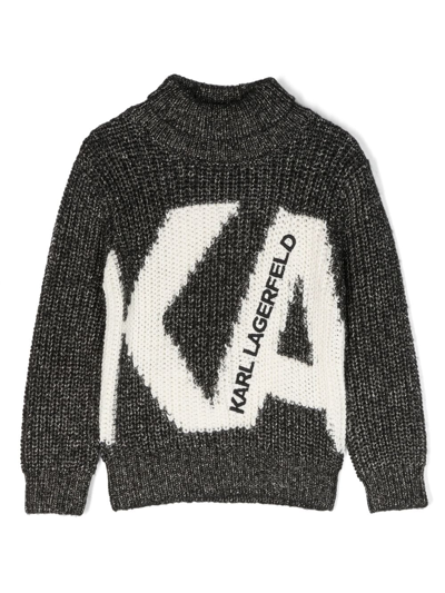 Karl Lagerfeld Kids' Logo-print Cotton-wool Blend Jumper In Anthracite Grey