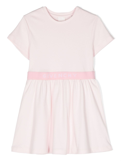 Givenchy Kids' 棉质针织连衣裙 In Pink