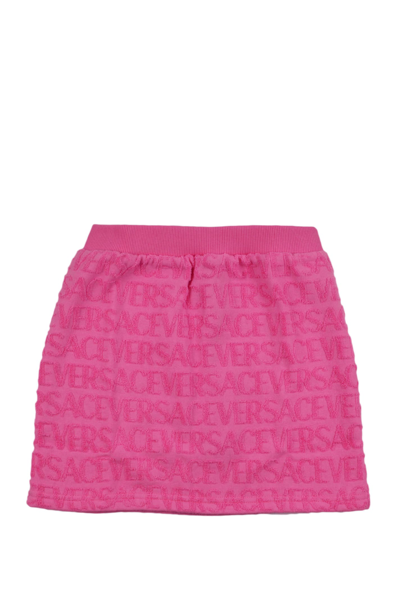 Versace Kids' Lettering Logo Skirt In Pink