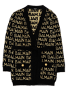 Balmain Intarsia-knit Long-sleeve Cardigan In Black