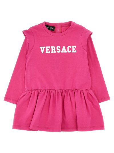 Versace Kids' Logo Print Dress In Fuchsia