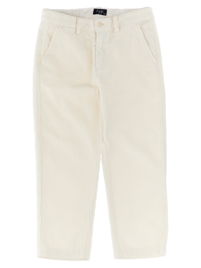 Il Gufo Kids' Ribbed Velvet Pants In White