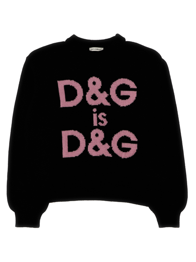 Dolce & Gabbana Kids' Logo Intarsia Wool Sweater In Black