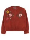 Il Gufo Embroidered Wool Cardigan In Red