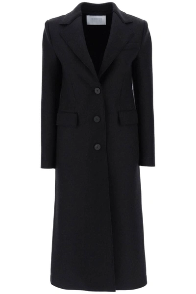 Harris Wharf London Women Single Breasted Coat With Shoulder Pads Pressed Wool In Black