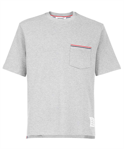 Thom Browne Oversized Tricolour Pocket T-shirt In Grey