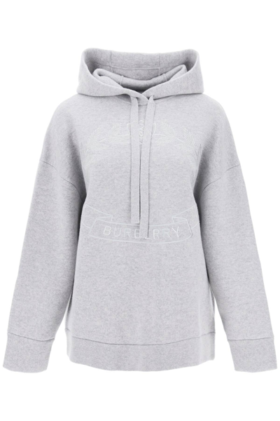 Burberry 'cristiana' Cashmere Blend Hoodie In Grey