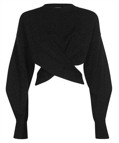 Alexander Mcqueen Twisted Cropped Jumper In Black