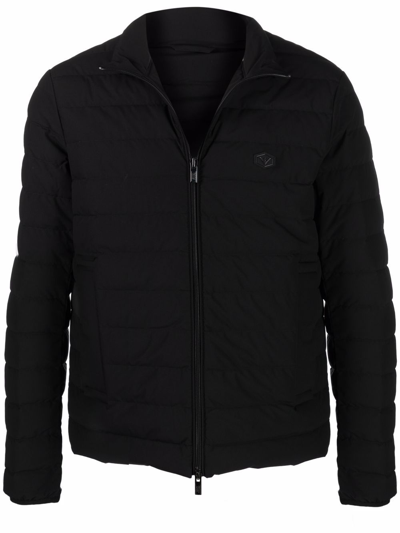 Emporio Armani Padded Logo-patch Jacket In Black