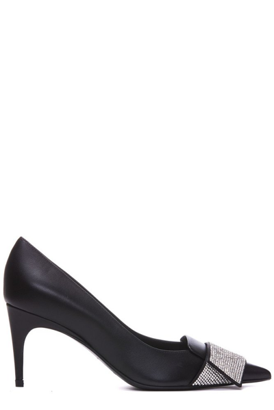 Sergio Rossi Brushed-leather Pumps In Black