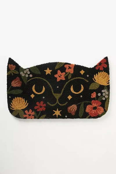Danica Studio Autumn Cat Doormat By  In Black Size Standard Doormat In Black